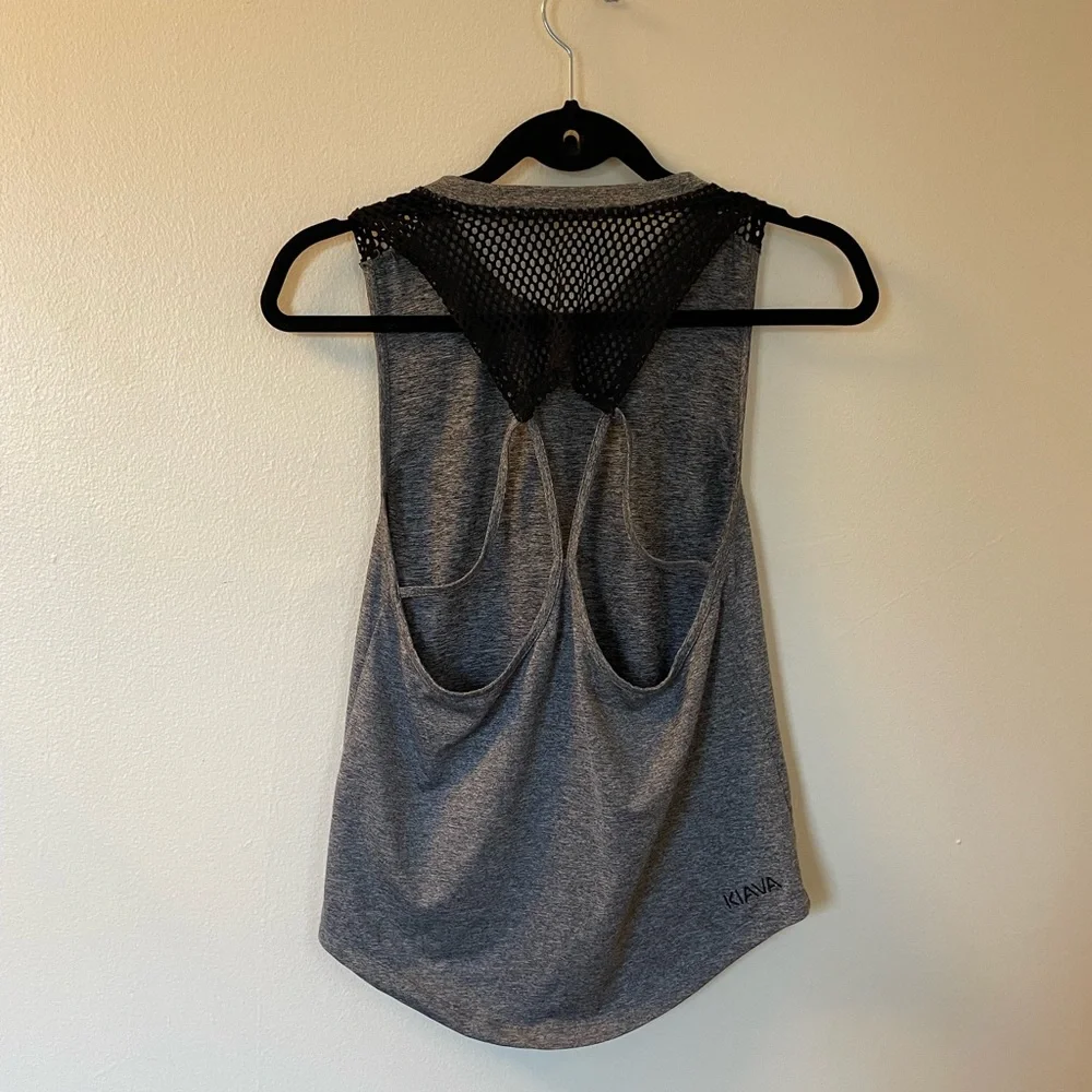RARE Kiava | Strappy Mesh Racerback Tank | Size XS | Black and Gray - Picture 3 of 7